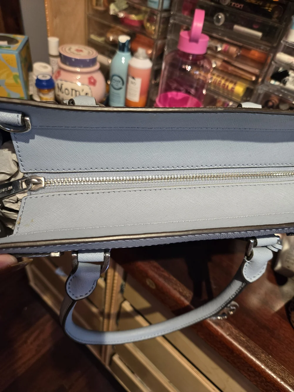 MICHAEL KORS Light Blue Saffiano Leather Tote